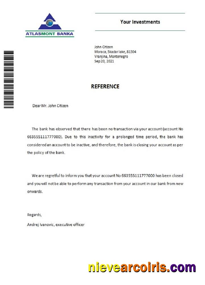 Montenegro Atlasmont bank closure reference